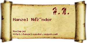 Hanzel Nándor névjegykártya